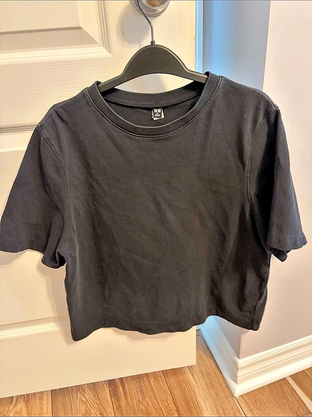 Uniqlo Washed Cotton Boxy T-Shirt Black Short Sleeve Tee